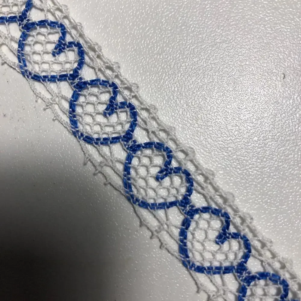 10 Yards Vintage Lace Trim Hearts Blue White Craft Sewing 1/2